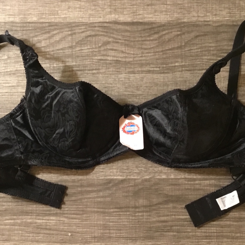 Black satin structured bra, new with tags.